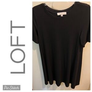 LOFT Black Swing dress, Short sleeves, Crew neck, Side panels, Sz M